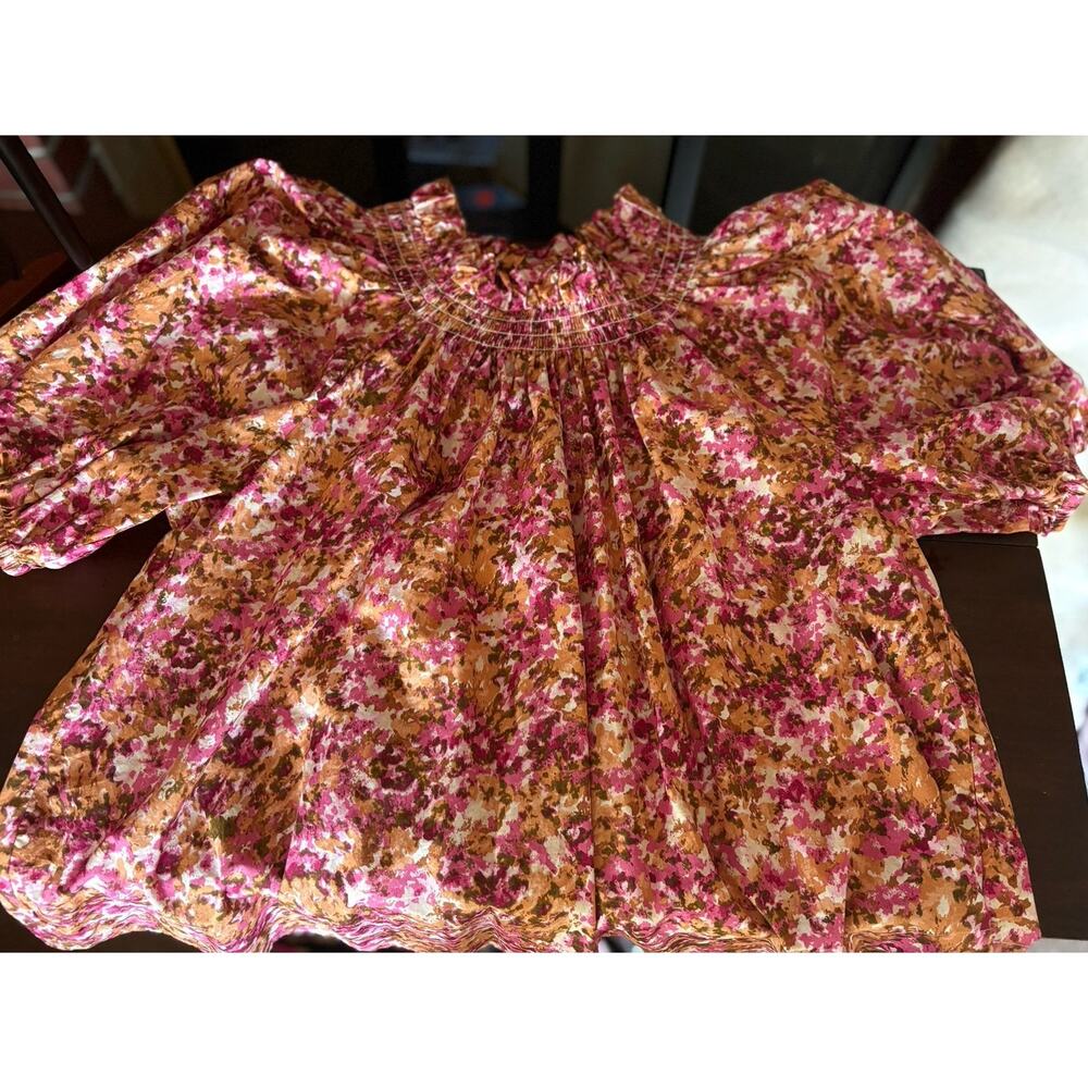 J Crew Smocked Top Sz Large